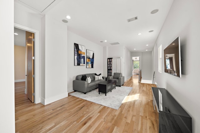 living room featuring light wood-type flooring