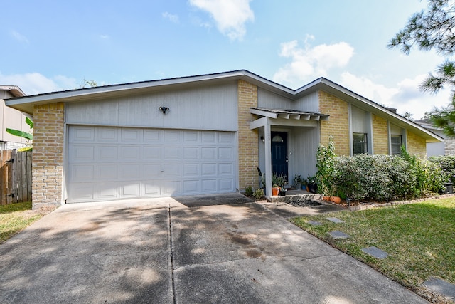 single story home with a garage