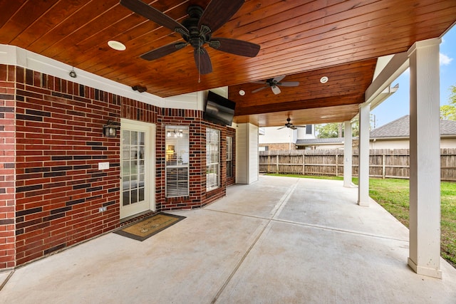 view of patio / terrace featuring ceiling fan