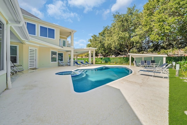 view of pool featuring a patio