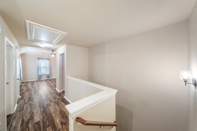 hall with dark hardwood / wood-style floors