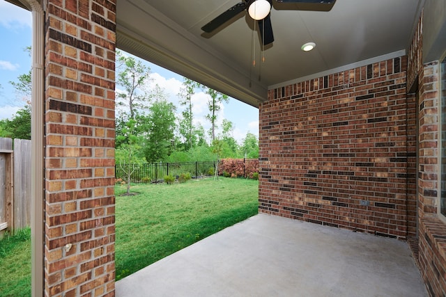 view of patio / terrace featuring ceiling fan