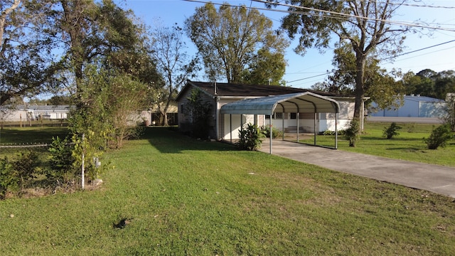 view of yard featuring a carport