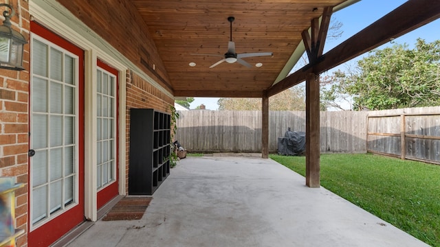 view of patio with ceiling fan