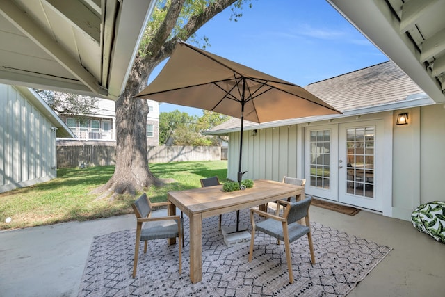 view of patio featuring french doors