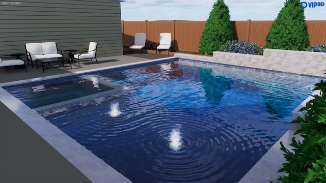 view of swimming pool with a jacuzzi and a patio