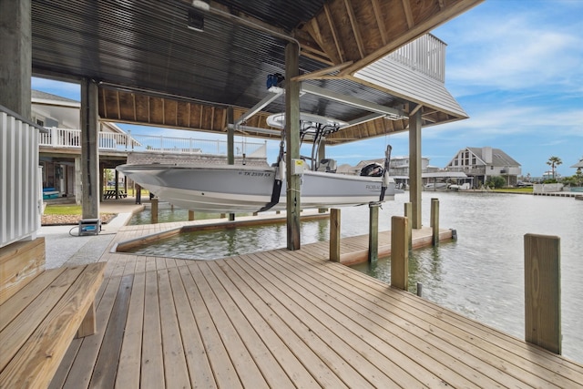 dock area featuring a water view