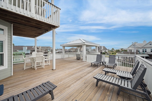 deck with a water view