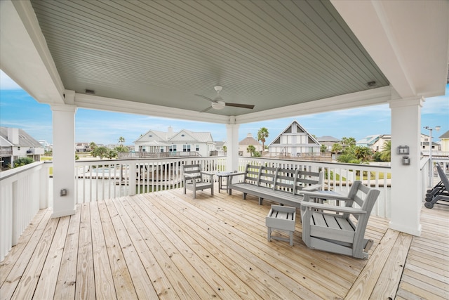 wooden terrace with ceiling fan