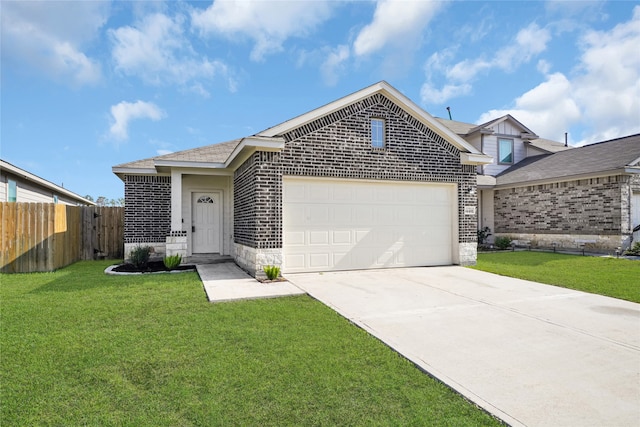 view of front of house with a garage and a front yard