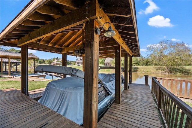 view of dock featuring a water view