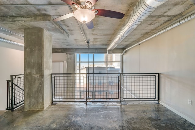 spare room featuring concrete flooring and ceiling fan