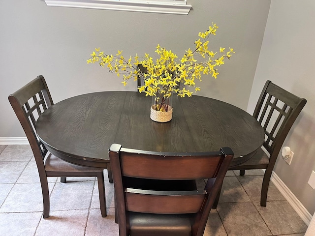 unfurnished dining area featuring tile patterned flooring