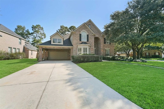 view of front of house featuring a garage and a front yard