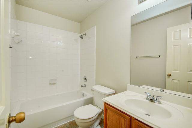 full bathroom featuring vanity, toilet, and tiled shower / bath combo