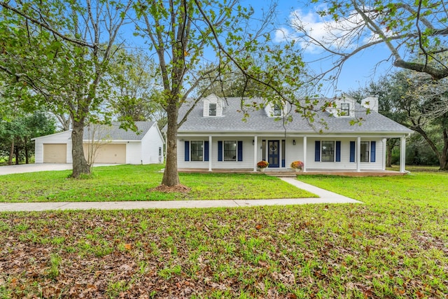 view of front of house with a front lawn and covered porch