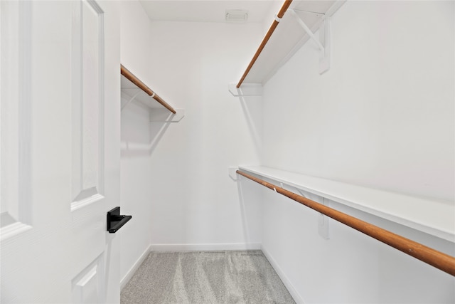 spacious closet with light colored carpet