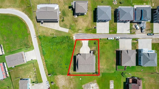 2423 Sandpiper, Crystal Beach, TX 77650 - aerial view of residential area with property boundaries highlighted