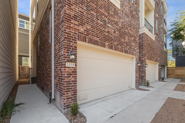 view of home's exterior with a garage