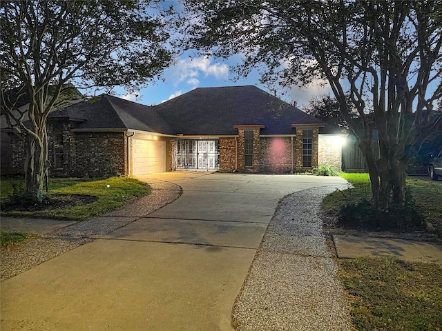 view of front of house with a garage