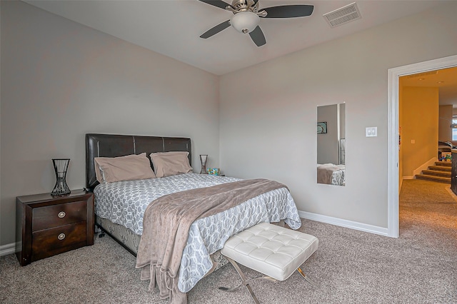 bedroom with carpet and ceiling fan