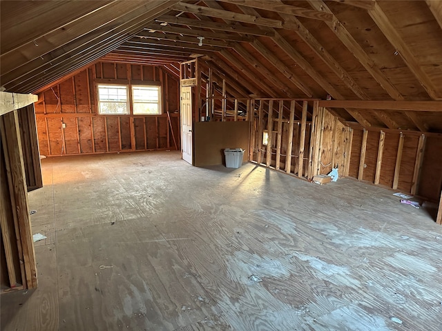 view of unfinished attic