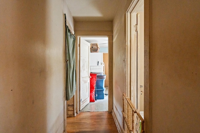 corridor with hardwood / wood-style floors