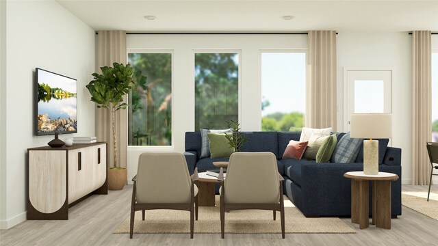 sitting room featuring light hardwood / wood-style floors