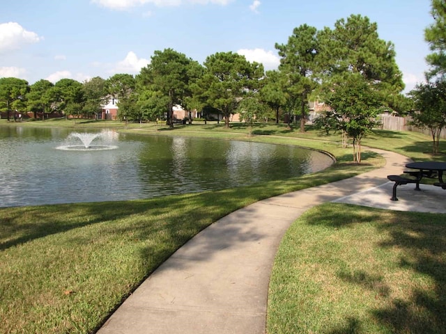 view of home's community with a water view