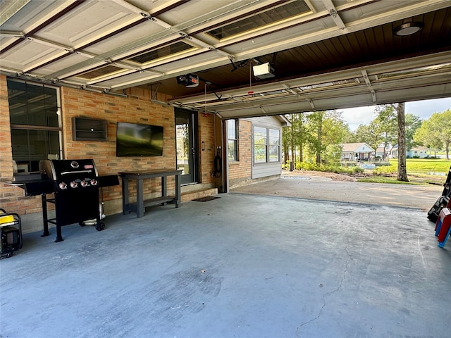 garage with a garage door opener