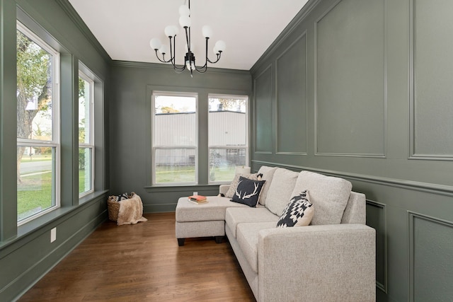 interior space featuring a wealth of natural light and a chandelier