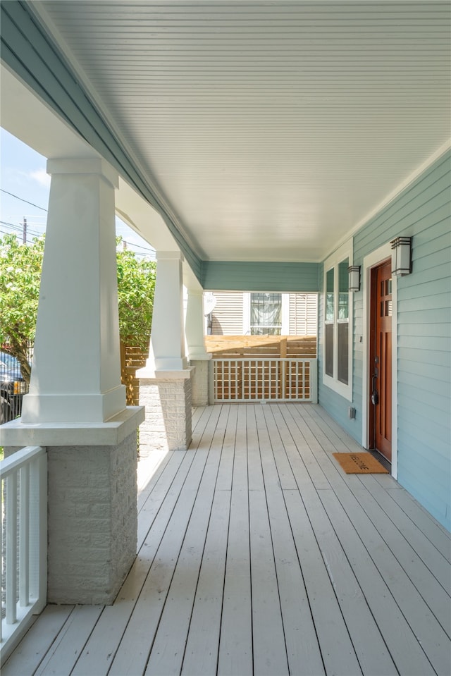 deck with covered porch