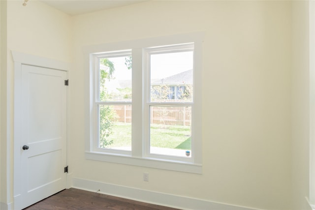 doorway to outside featuring dark wood-type flooring