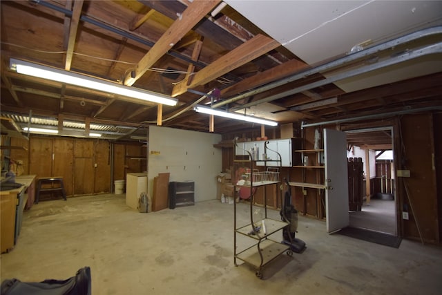 basement with wooden walls