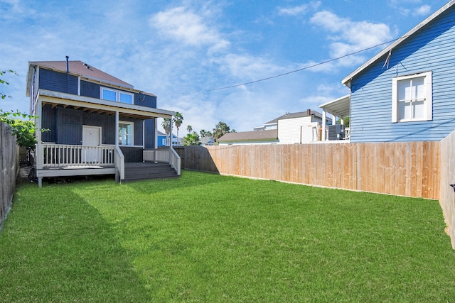 view of yard featuring a deck