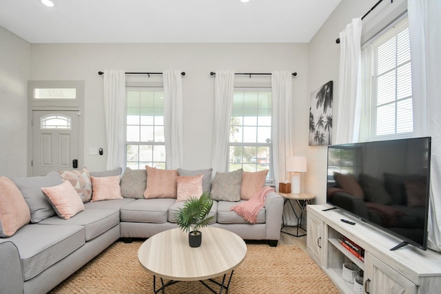 living room featuring light hardwood / wood-style floors