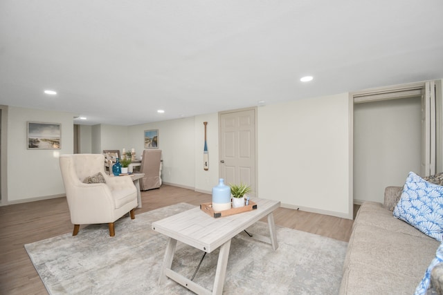 living room featuring light wood-type flooring