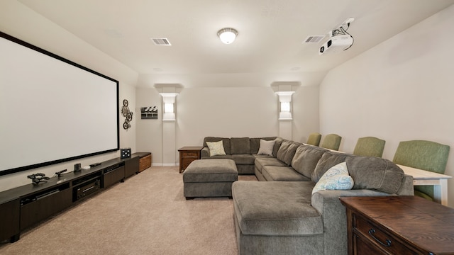 view of carpeted cinema room