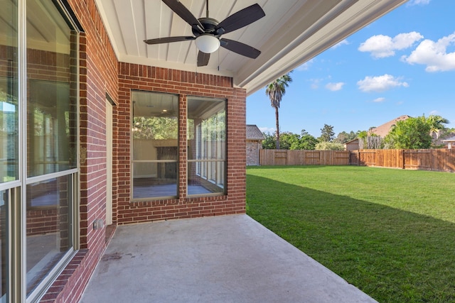 view of patio / terrace with ceiling fan