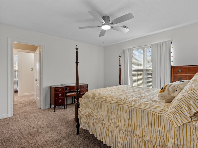 bedroom with carpet flooring and ceiling fan