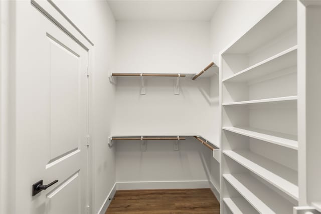 walk in closet featuring dark hardwood / wood-style floors