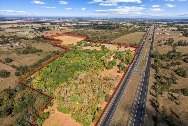 aerial view with a rural view