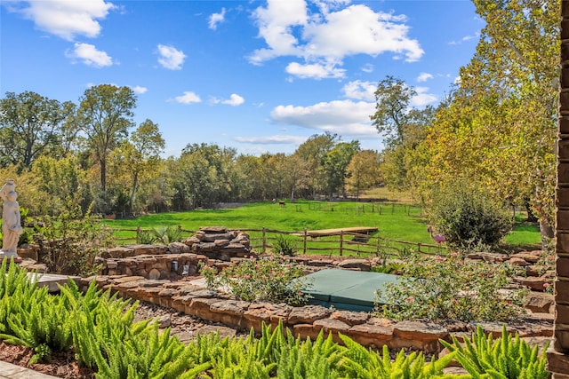 view of home's community featuring a rural view and a lawn