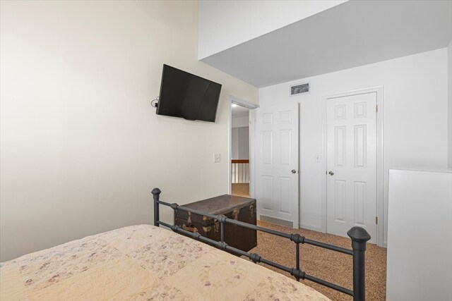 bedroom with carpet floors and a closet