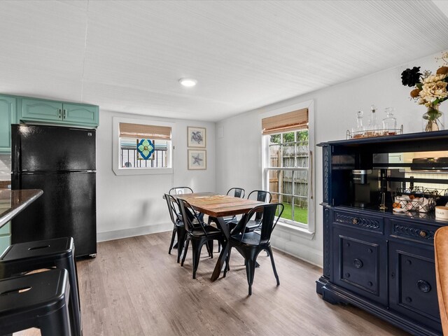 dining room featuring light hardwood / wood-style flooring and a healthy amount of sunlight