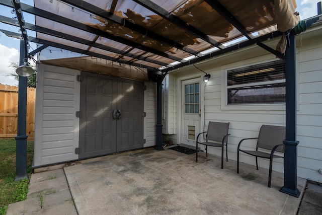 view of patio featuring a pergola