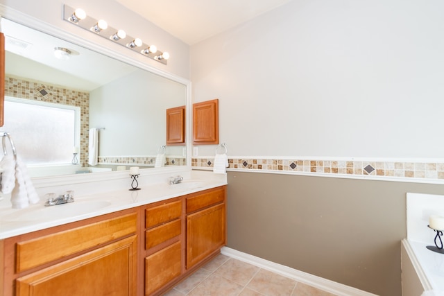 bathroom featuring vanity and tile patterned flooring