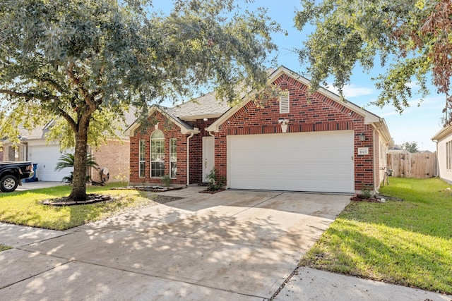 view of front property with a garage and a front yard