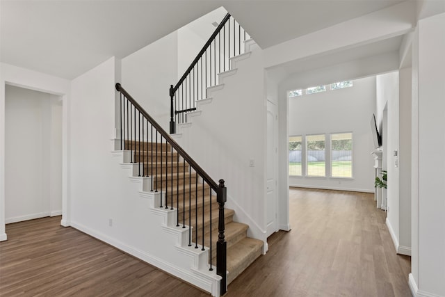 foyer with hardwood / wood-style flooring