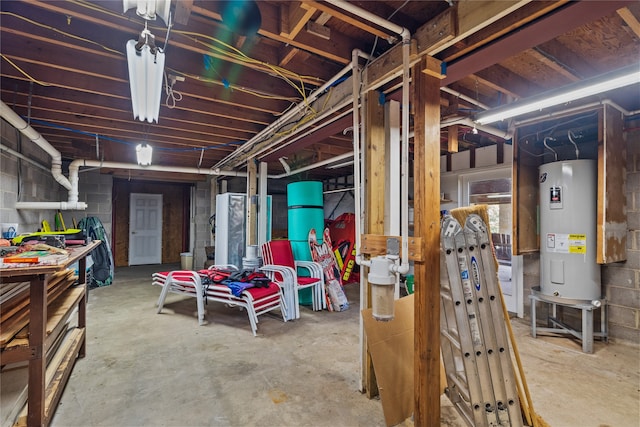 basement with water heater